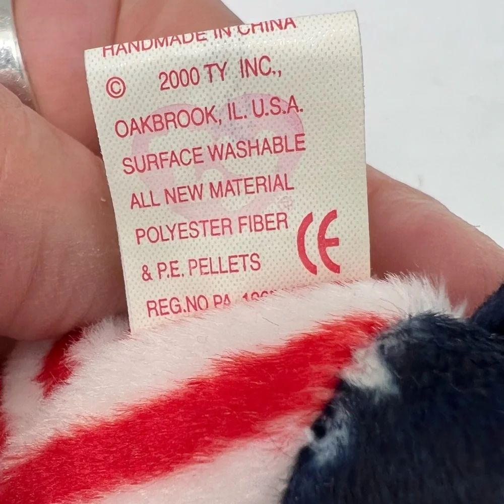 Ty Vintage Y2K Beanie RIGHTY the Elephant Patriotic Red, White & Blue Plush